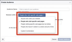 Create Audience - People who visit specific web pages