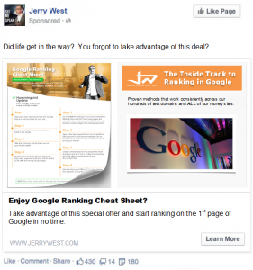 Google Ranking Cheat Sheet Retargeting ad - Boomerang Traffic1
